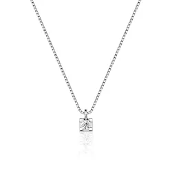 Gargantilha Ponto de Luz em Ouro 18k Branco com Brilhante de 05 pontos - 0605681005 - RDJ Joias