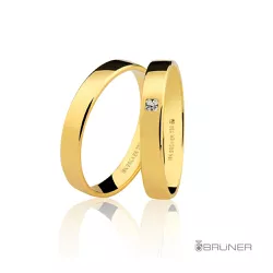 Par de Alianças Lisa em Ouro 18k Com Brilhante - 7603142002 - RDJ Joias