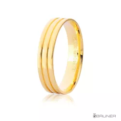 Aliança em Ouro 18k Frisada Retangular 7.0g 4.3mm - 7503282000 - RDJ Joias