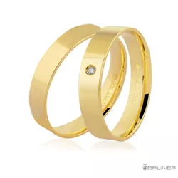 Alianças de Ouro 18k 750 com Brilhante 6.8g e 3.8mm - 7609082001 - RDJ Joias