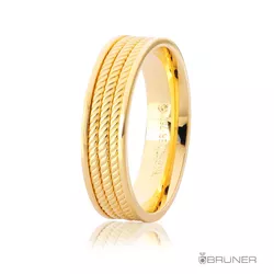 Alianças em ouro 18k Largas 3 Fios Frisados 13.8g 6.0mm - 7503312000 - RDJ Joias