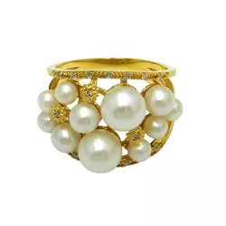 Anel em Ouro 18K Feminino de Pérolas 17.0mm 7.0g - JRD020107-0 - RDJ Joias