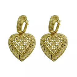 Brinco de Argola em Ouro Coração Brilhantes 6.4g 30mm - J01500059 - RDJ Joias