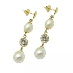 Brinco em Ouro 18k Pérolas e Zircônias 2.4g 35.0mm - J02000533 - RDJ Joias