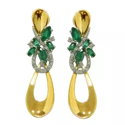 Brinco em Ouro 18k Esmeraldas e Diamantes 7.2g 40,0mm - BR0095027-2 - RDJ Joias
