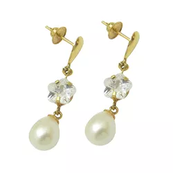 Brinco em Ouro 18k Pérolas e Zircônias 2.0g 27.0mm - J02000140 - RDJ Joias