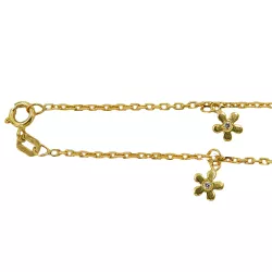 Tornozeleira em Ouro 18k com Pingentes Flor e Zirconias - J00200309 - RDJ Joias