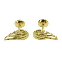 Brinco de Ouro 18k 750 de Asas com Zircônia - J00200527 - RDJ Joias