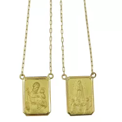 Escapulário Grande Santo Antônio e N.Senhora de Fátima em ouro 18k - J01200283 - RDJ Joias