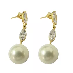 Brinco em ouro com Zircônias e Pérolas shell - J02000512 - RDJ Joias