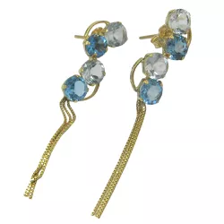 Brinco Franja em Ouro 18k com Topázio Azul - J02100447 - RDJ Joias