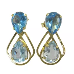 Brinco Vazado em Ouro 18k 0,750 com Topázio Azul Sky - J02100554 - RDJ Joias