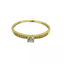 Anel de Ouro Meia Aliança Solitário de Zircônia 3.0mm - J03002000 - RDJ Joias