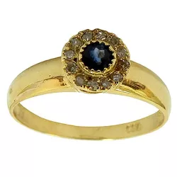 Anel de Ouro 18K com Diamantes e Safira 2.0g - J03301147 - RDJ Joias