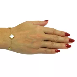 Pulseira em Ouro 18k Feminina Trevo Madrepérolas 4.4g - J05000365 - RDJ Joias