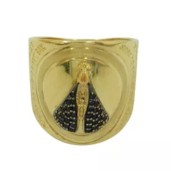 Anel em Ouro 18k Oração da Ave Maria com Safiras - J06103845 - RDJ Joias