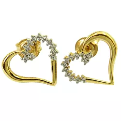Brinco de Coração em Ouro Branco e Amarelo com Zircônias - J06104137 - RDJ Joias