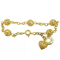Pulseira com Berloque de Coração em Ouro 18k - J06104165 - RDJ Joias