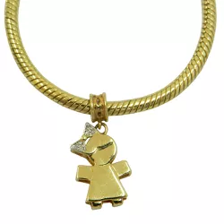 Pingente em Ouro 18k Menina com Brilhantes - J06104199 - RDJ Joias