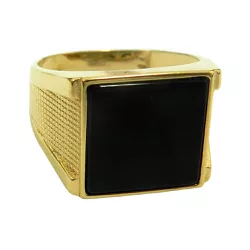 Anel em Ouro 18k Masculino Quadrado com Onix - J06104248 - RDJ Joias
