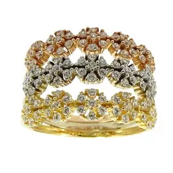 Anel de Ouro Branco Amarelo e Rosê com Zircônias - J06104321 - RDJ Joias