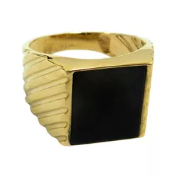 Anel em Ouro 18k Masculino com Onix - J06104408 - RDJ Joias