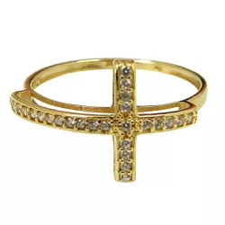 Anel em Ouro 18k com Cruz Cravejada com Zirconias - J06104537 - RDJ Joias