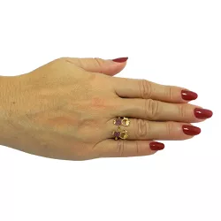 Anel Filhos em Ouro 18k 750 com Zircônias 13.0 mm - J06105330 - RDJ Joias