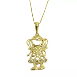 Pingente de Menina em Ouro 18k 750 com Zircônias - J06106471 - RDJ Joias