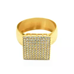 Anel de Ouro 18K feminino com Zircônias 12mm - J06202053 - RDJ Joias