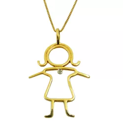 Pingente de Ouro 18K Menina com Brilhante - J07600049 - RDJ Joias