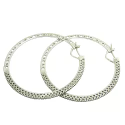 Brincos de Argola em Ouro Branco com Brilhantes 55mm - J10400563 - RDJ Joias