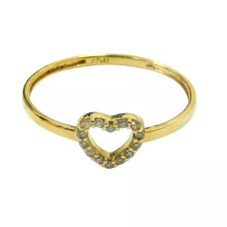 Anel em Ouro 18k Vazado Coração com Brilhantes - J12400146 - RDJ Joias