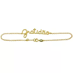 Pulseira em Ouro 18k Feminina Gratidão - J12400201 - RDJ Joias
