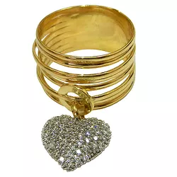 Anel 8 aros com Pingente de Coração em Ouro 18K com Zircônias - J12700803 - RDJ Joias