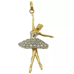 Pingente de Bailarina em Ouro Branco e Amarelo com Zircônia - J12701070 - RDJ Joias