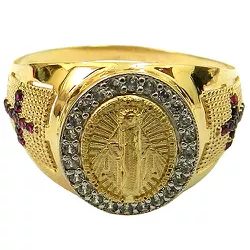 Anel Nossa Senhora de Fátima em Ouro 18K com Zircônias - J12701647 - RDJ Joias