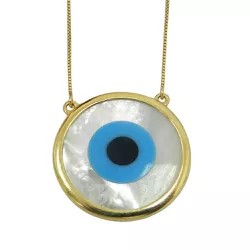 Gargantilha em Ouro 18k Olho Grego com 60 cm - J12702411 - RDJ Joias