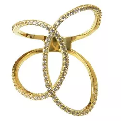 Anel de Ouro 18K cravejado com Zircônias Modelo Cruzado - J12702061 - RDJ Joias