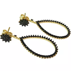 Brinco Gota em Ouro 18k com Zircônias Negras - J12702084 - RDJ Joias