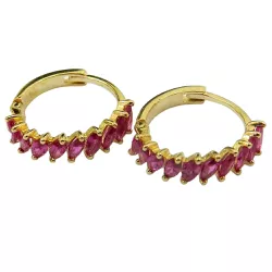 Argola em Ouro 18k com Zircônias Rosas - J12702239 - RDJ Joias