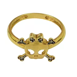 Anel de Ouro 18k Caveira com Brilhantes - J14500329 - RDJ Joias