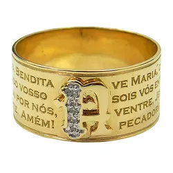 Anel Ave Maria em Ouro com Brilhantes - J14500640 - RDJ Joias