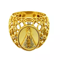 Anel em ouro 18k de Nossa Senha Aparecida com Brilhantes - J14500735 - RDJ Joias