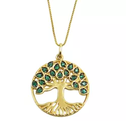 Pingente de Ouro 18K Árvore da Vida 19mm com Esmeraldas - J14500896 - RDJ Joias