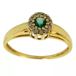 Anel Chuveiro de Ouro com Esmeralda e Diamantes 2.6g - J15100056 - RDJ Joias