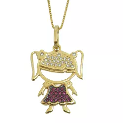 Pingente Menina em Ouro 18K Zircônia com 27.5mm - J15302531 - RDJ Joias