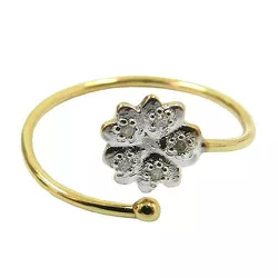 Anel de Falange Flor de Ouro 18k com Brilhantes - J15400081 - RDJ Joias