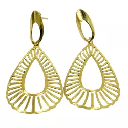 Brinco em Ouro 18k Folha Vazada Pendurar 48.9mm - J18000444 - RDJ Joias