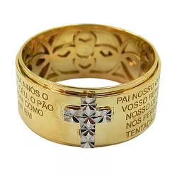 Anel do Pai Nosso em Ouro Branco e Amarelo - J18000563 - RDJ Joias